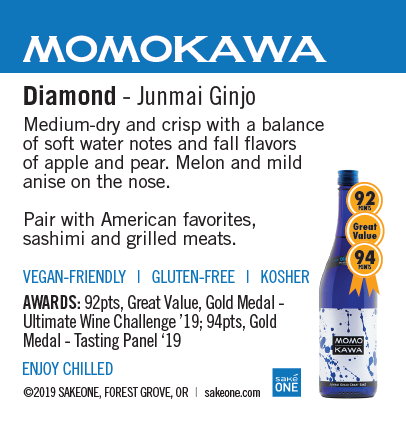 Momokawa Diamond sheet with flavor notes and awards