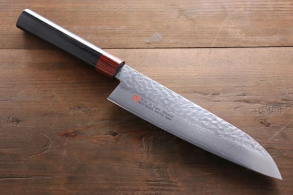 Iseya Vg10 33 Layer Damascus Hammered Santoku Japanese Chef Knife Sakeone