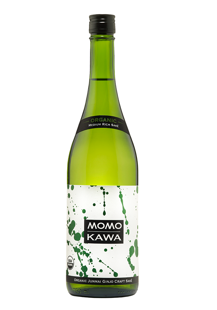 A bottle of Momokawa Organic Junmai