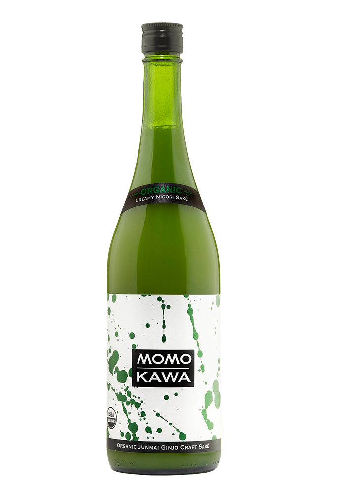 A bottle of Momokawa Organic Nigori